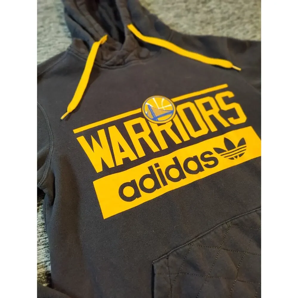 Golden State Warriors Hoodie Mens Small Adidas Black Yellow Diamond Stitch Rare